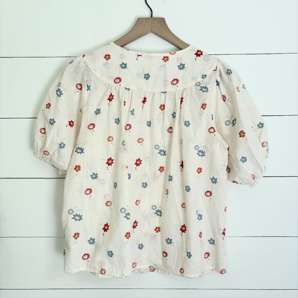 Madewell white button down top with flower pattern sz xs - Picture 4 of 4